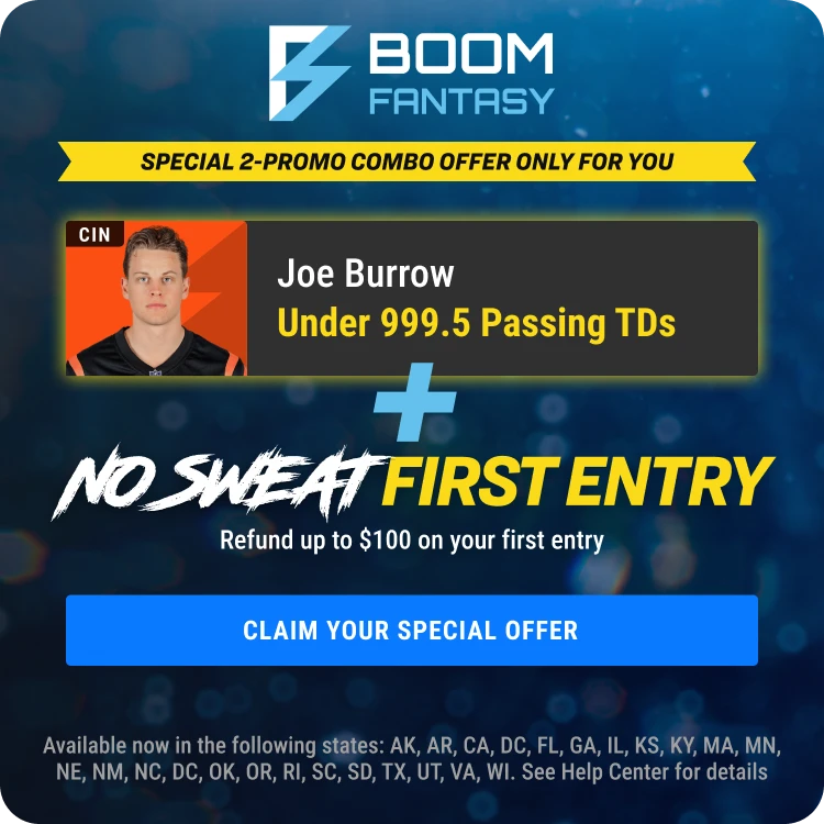 Boom Fantasy's Ravens vs. Bengals player props special: Joe Burrow under 999.5 pass TDs.