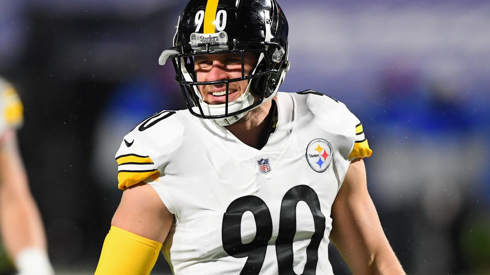 Pittsburgh Steelers linebacker J.J. Watt smiles after making a tackle in a game against the Buffalo Bills