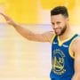 Bucks vs Warriors Prediction – Golden State Warriors point guard #30 Stephen Curry celebrates in a 2021 road game.