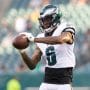 Monday Night Football Props – Philadelphia Eagles wide receiver Devonta Smith catches a pass during pregame warmups