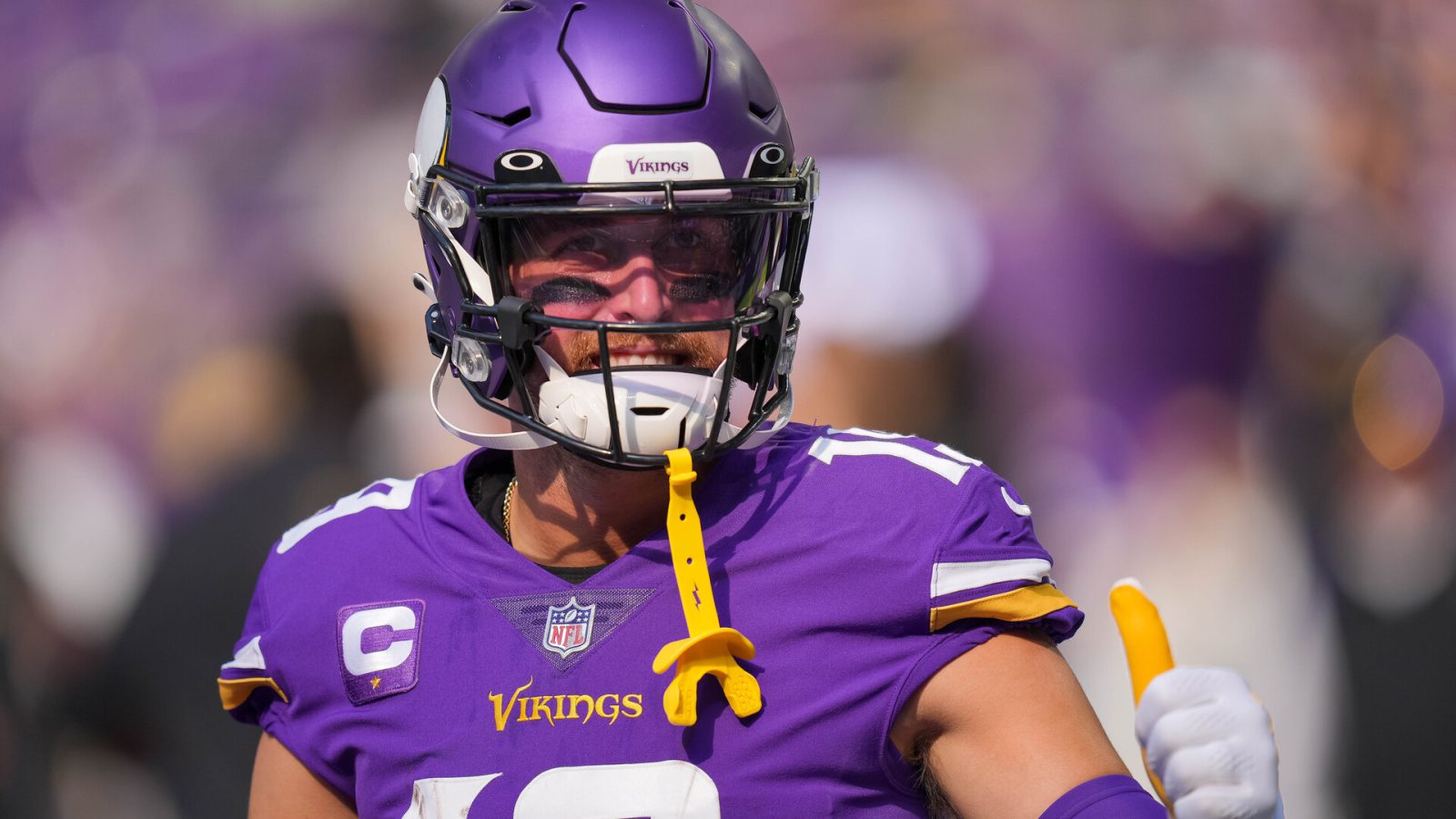 Minnesota Vikings wide receiver Adam Thielen looks downfield during a game