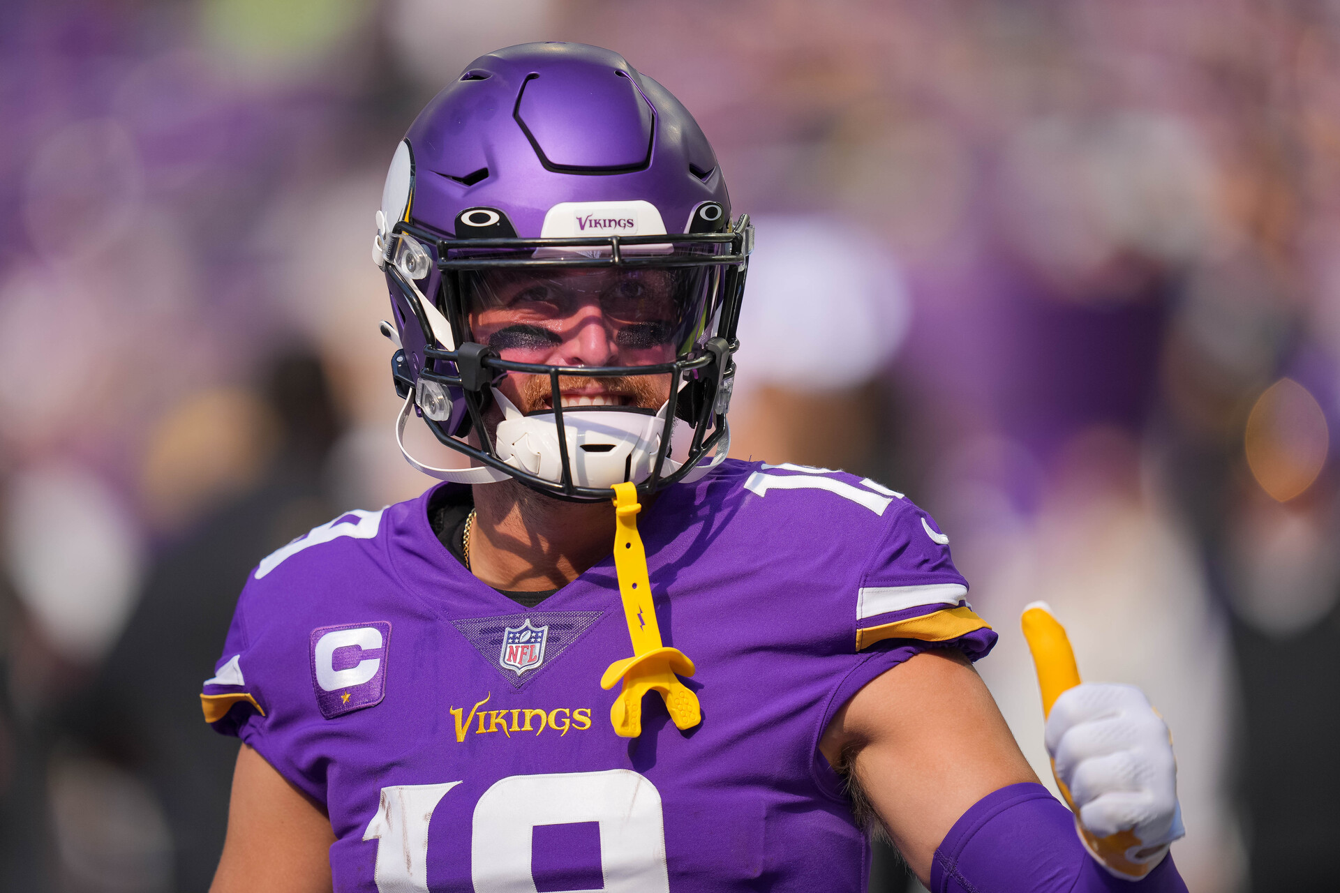 Minnesota Vikings wide receiver Adam Thielen looks downfield during a game