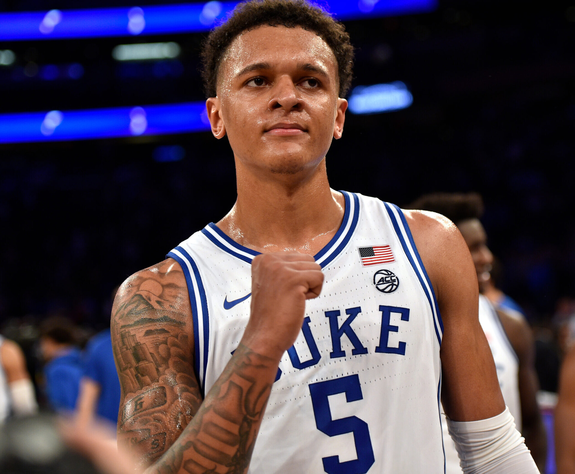 Duke Blue Devils forward Paolo Banchero reacts following their game against the Kentucky Wildcats