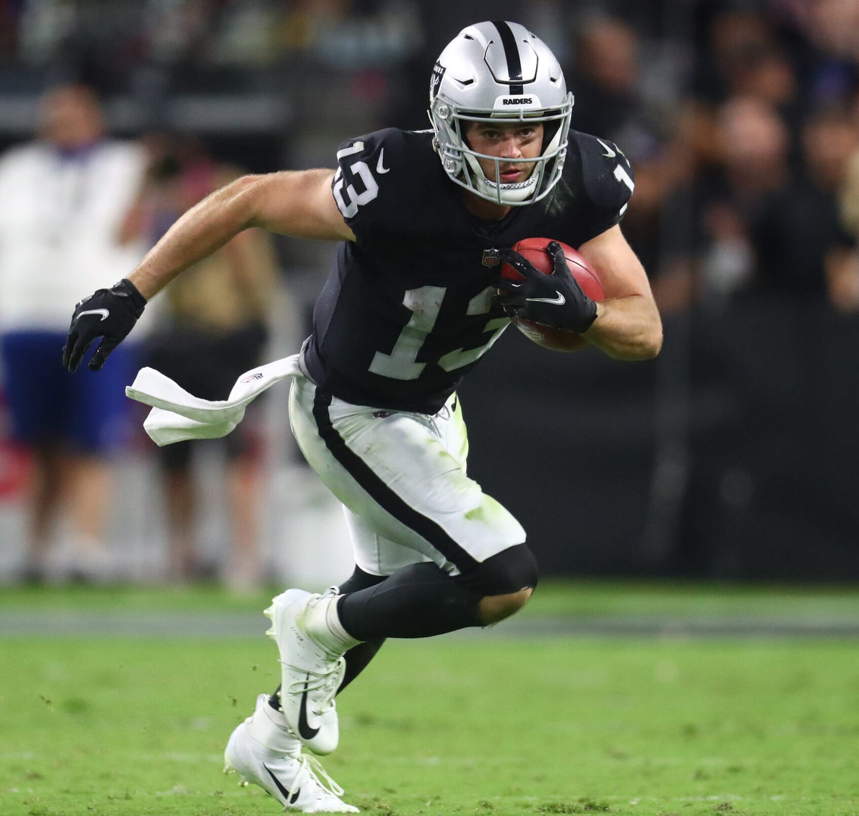 Las Vegas Raiders wide receiver Hunter Renfrow runs after a making a catch against the Baltimore Ravens