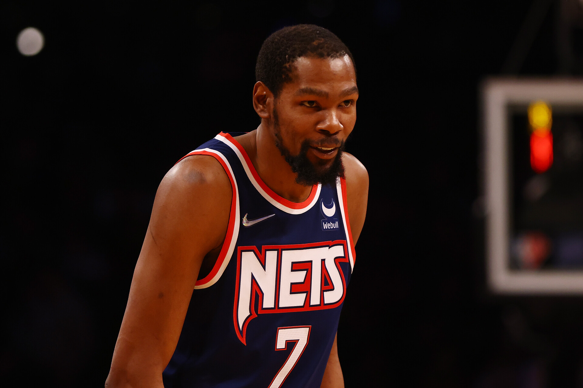 Kevin Durant #7 of the Brooklyn Nets in action against the Chicago Bulls at Barclays Center on December 04, 2021 in New York City.