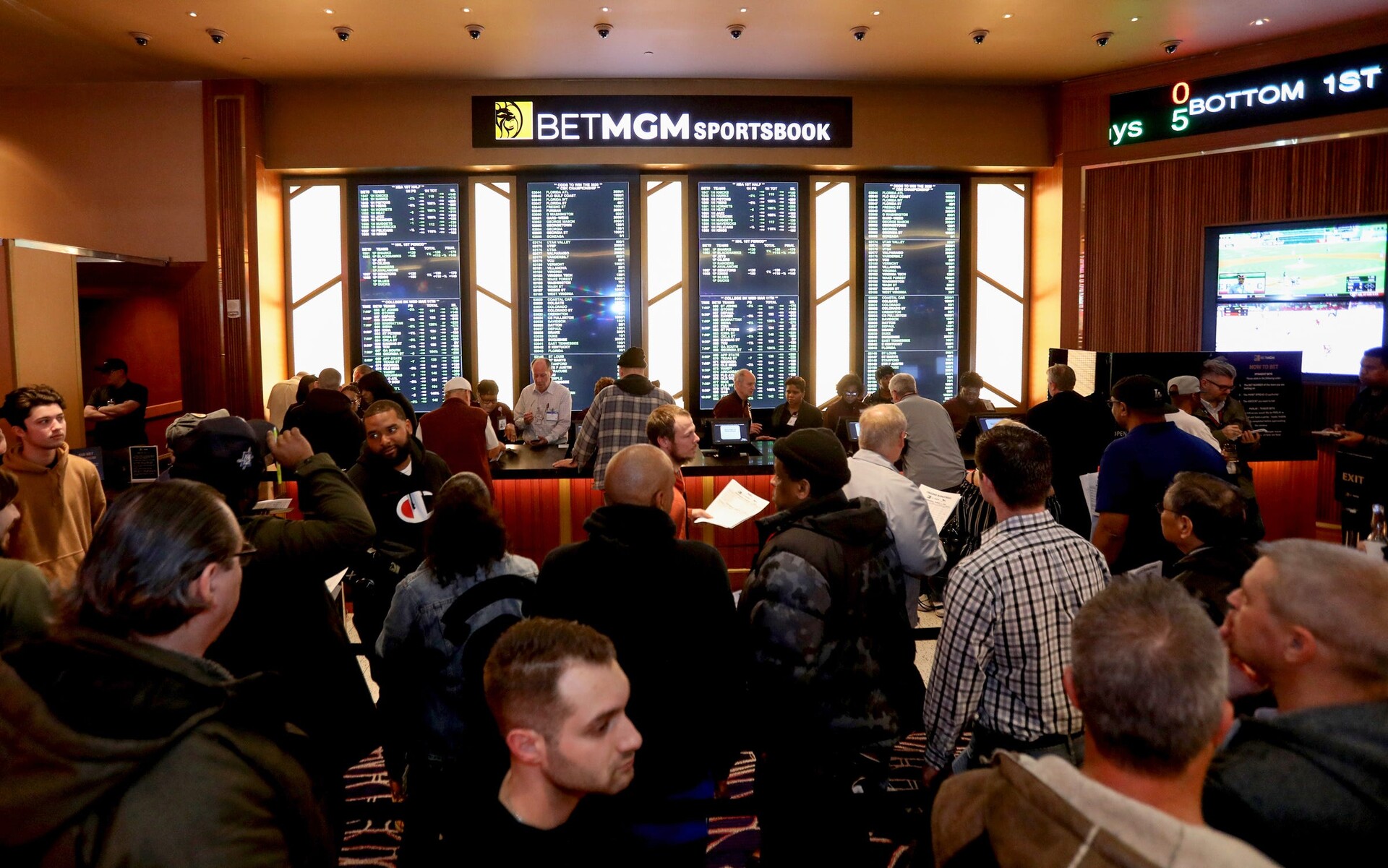 An overall look at the MGM Grand Detroit sports betting & entertainment venue called BetMGM Sports Lounge at its casino in Detroit, Michigan on Wednesday, March 11, 2020.