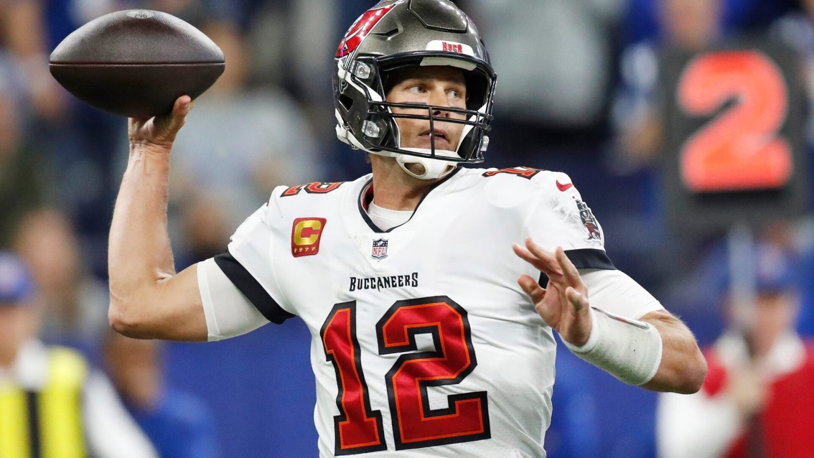 Tampa Bay Buccaneers quarterback Tom Brady throws a pass during a game against the Indianapolis Colts