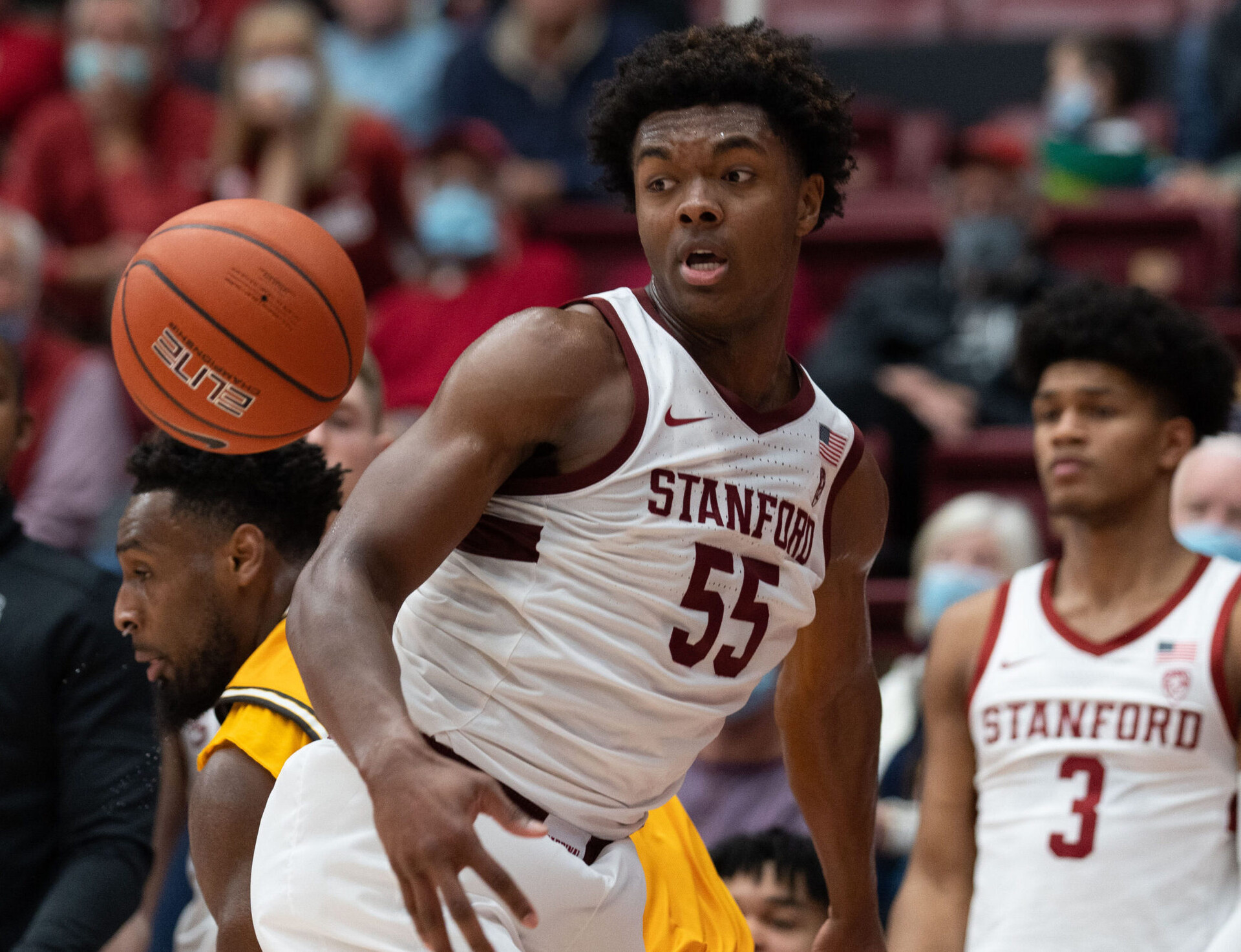 Stanford Cardinal forward Harrison Ingram (55) watches the ball during the second half against the Valparaiso Crusaders