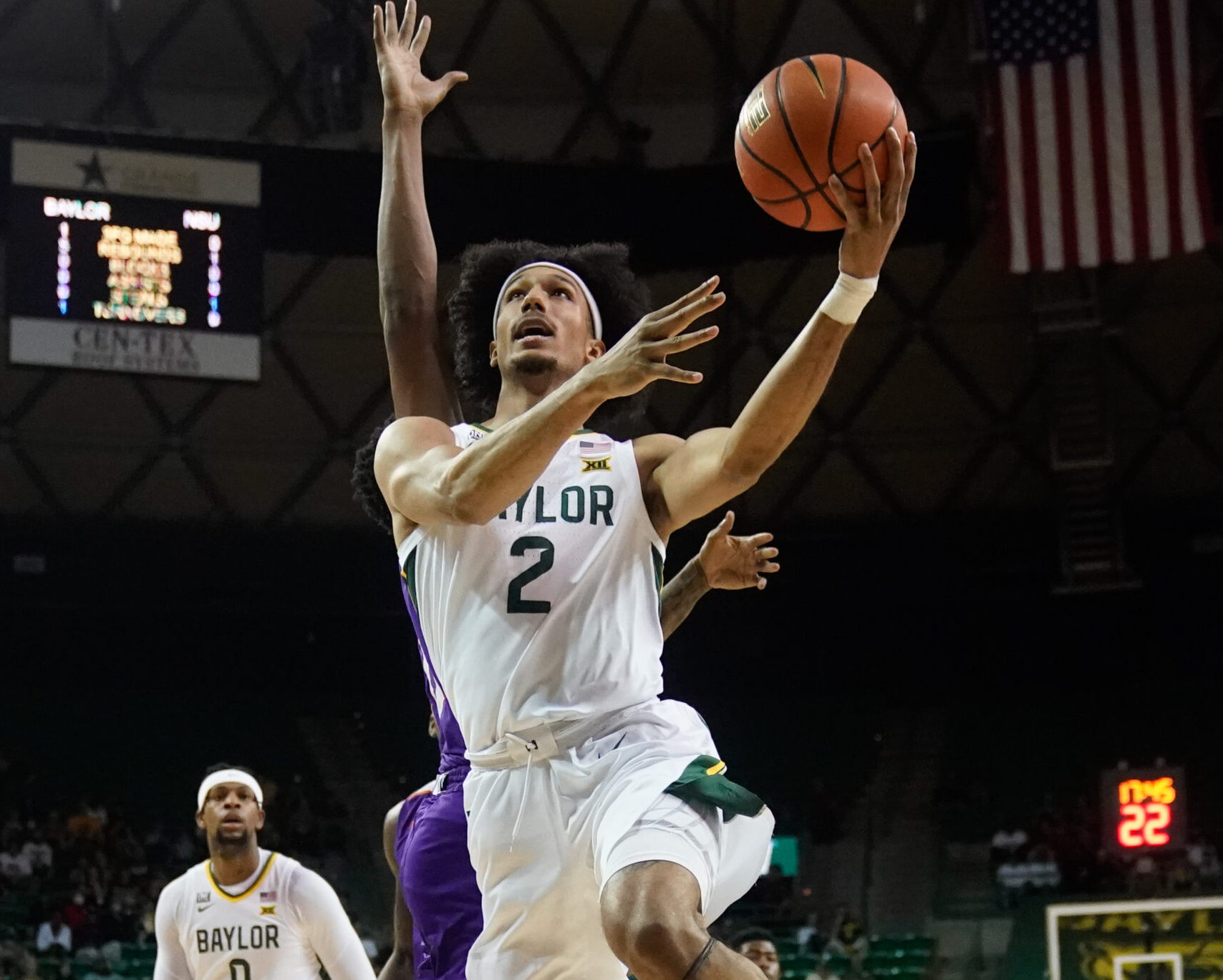 Baylor Bears guard Kendall Brown (2) shoots against the Northwestern State Demons