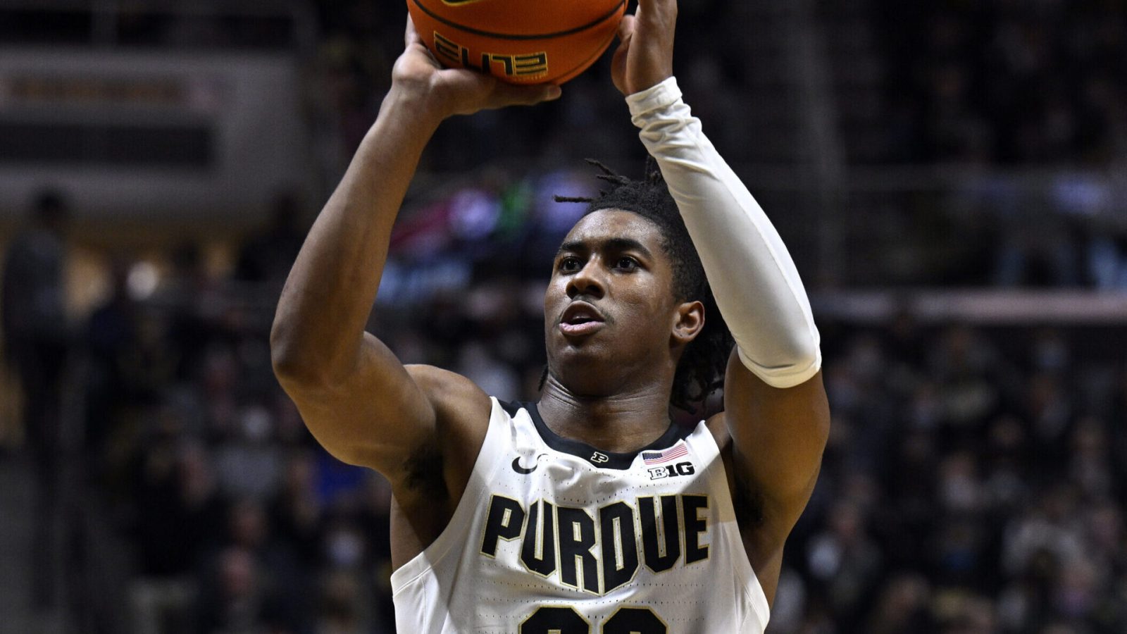 Purdue Boilermakers guard Jaden Ivey shoots a free throw during the second half against the Nicholls State