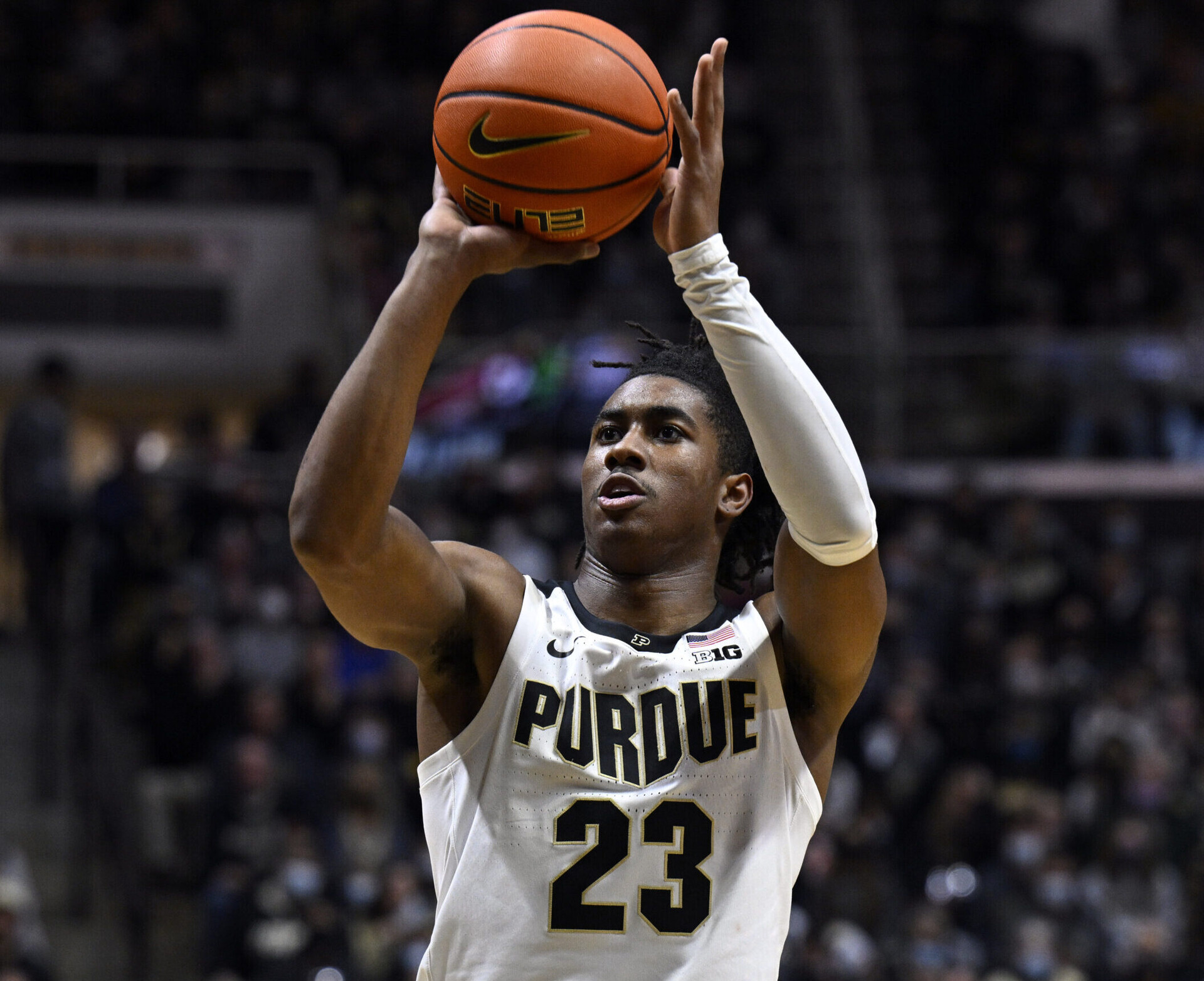 Purdue Boilermakers guard Jaden Ivey shoots a free throw during the second half against the Nicholls State