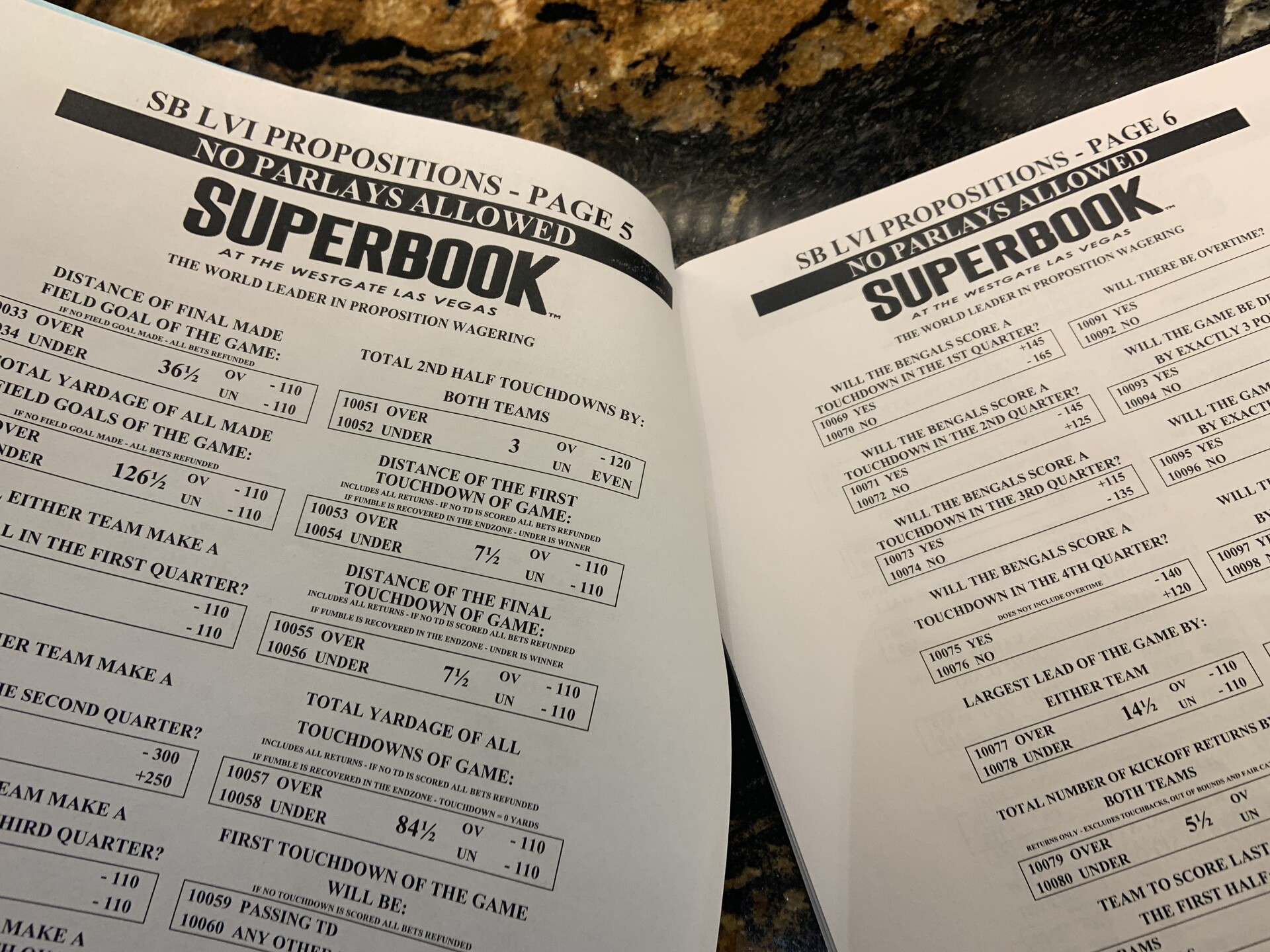 SuperBook 2022 Super Bowl prop bets packet