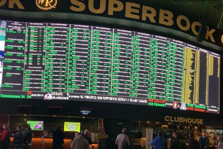 Super Bowl prop bets light up the big board at The SuperBook ahead of the Chiefs-Buccaneers Super Bowl, capping the 2020-21 season.