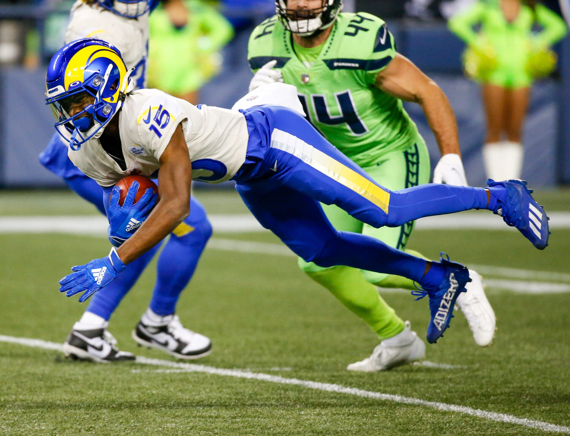 Los Angeles Rams wide receiver Tutu Atwell returns a punt against the Seattle Seahawks