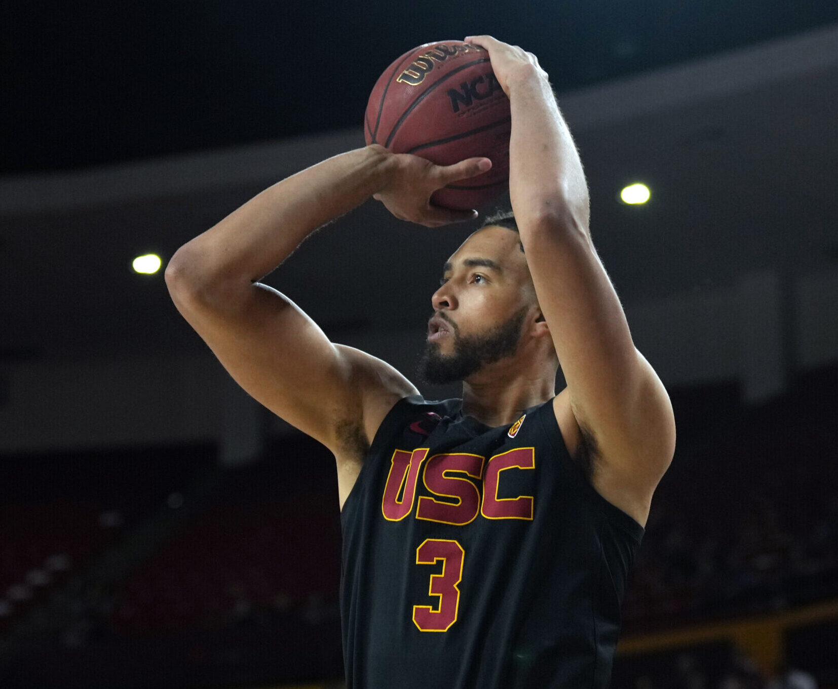 USC Trojans forward Isaiah Mobley rises to take a shot against the Arizona State Sun Devils during a Pac-12 basketball game