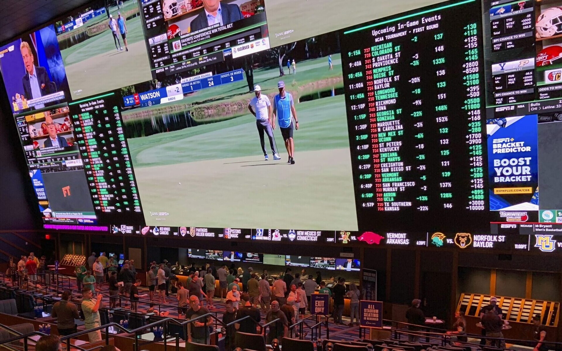 The scene inside Circa Sportsbook in downtown Las Vegas on the opening day of the 2022 NCAA Tournament