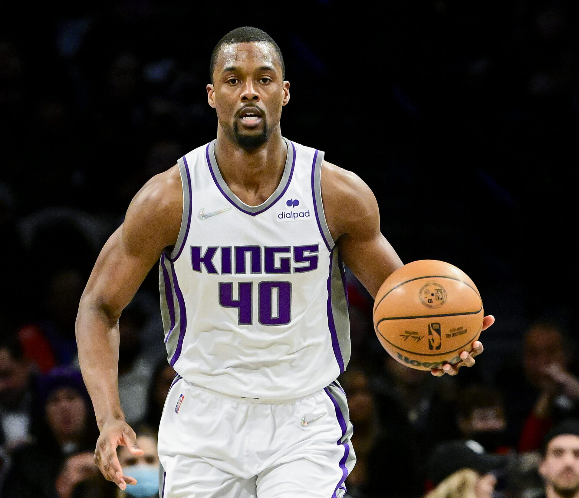 Harrison Barnes #40 of the Sacramento Kings handles the ball against the Brooklyn Nets at Barclays Center on February 14, 2022 in New York City.