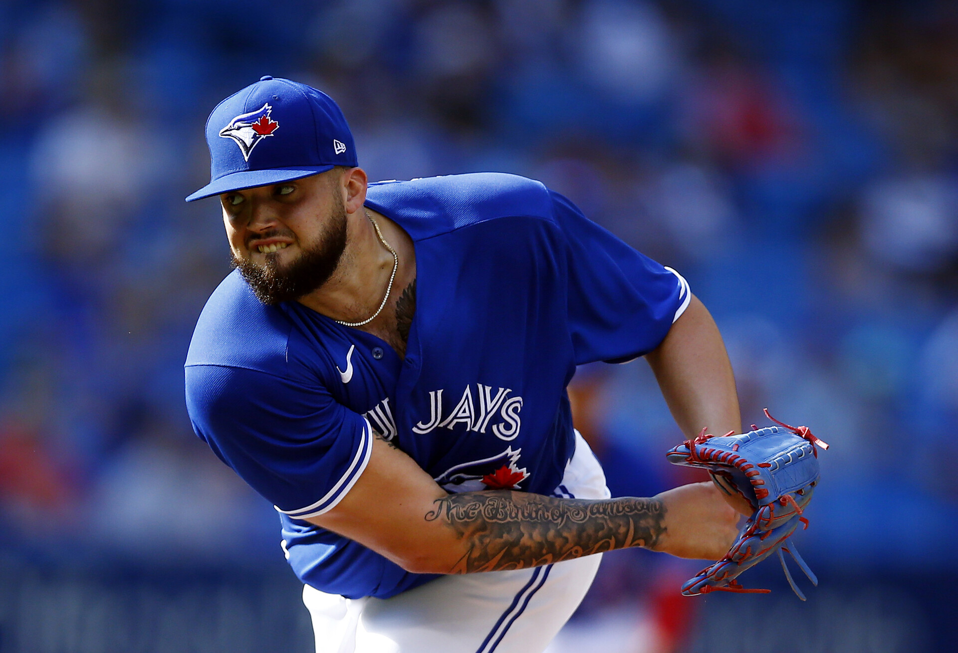 Alek Manoah #6 of the Toronto Blue Jays delivers a pitch in the first inning during a MLB game against the Baltimore Orioles at Rogers Centre on October 2, 2021 in Toronto, Ontario, Canada.