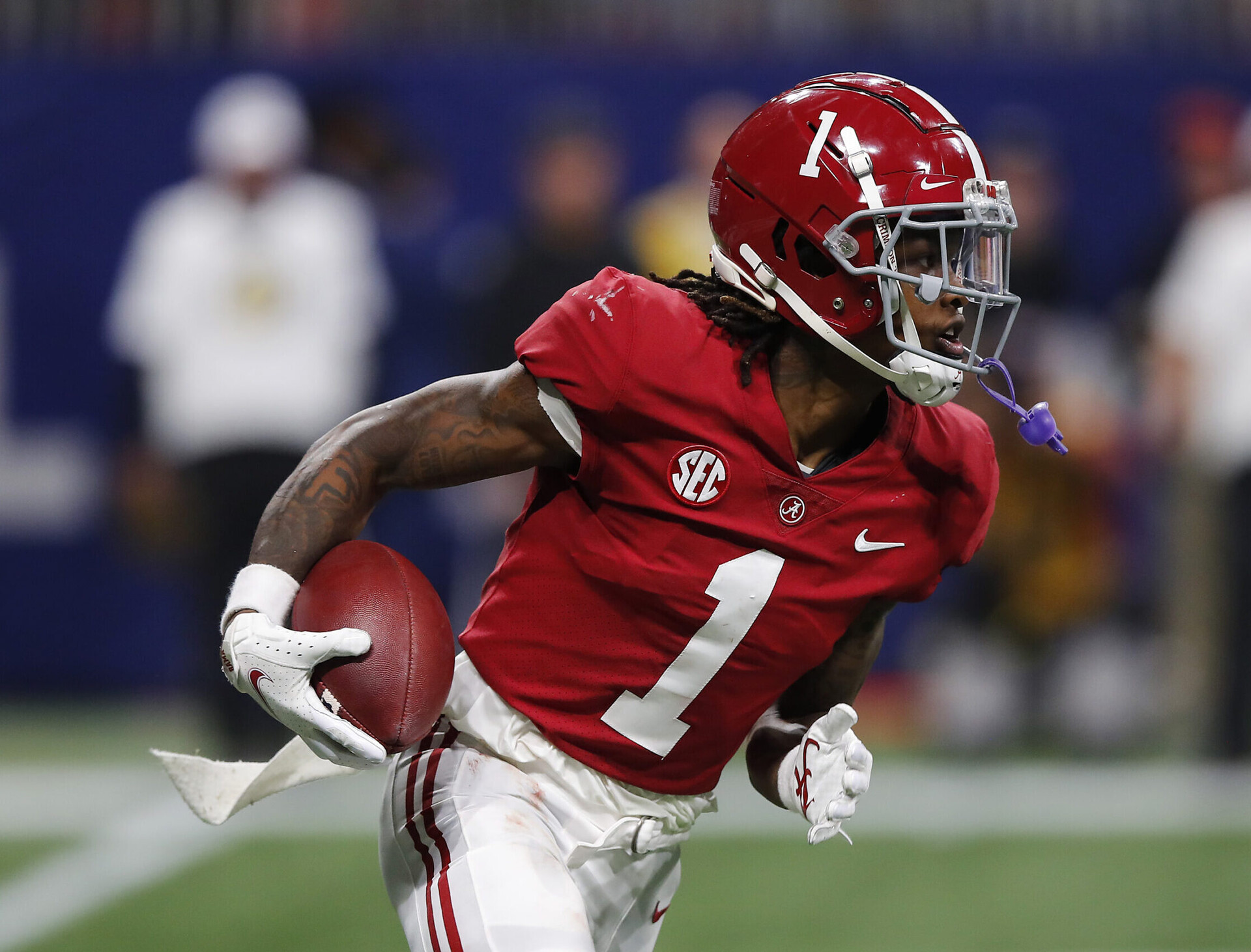 Jameson Williams #1 of the Alabama Crimson Tide