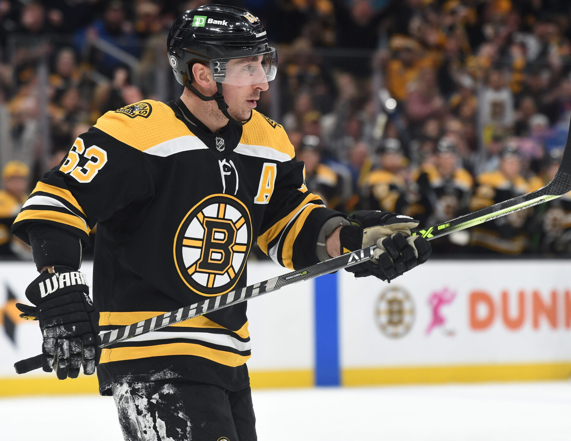 Brad Marchand #63 of the Boston Bruins skates against the New York Islanders