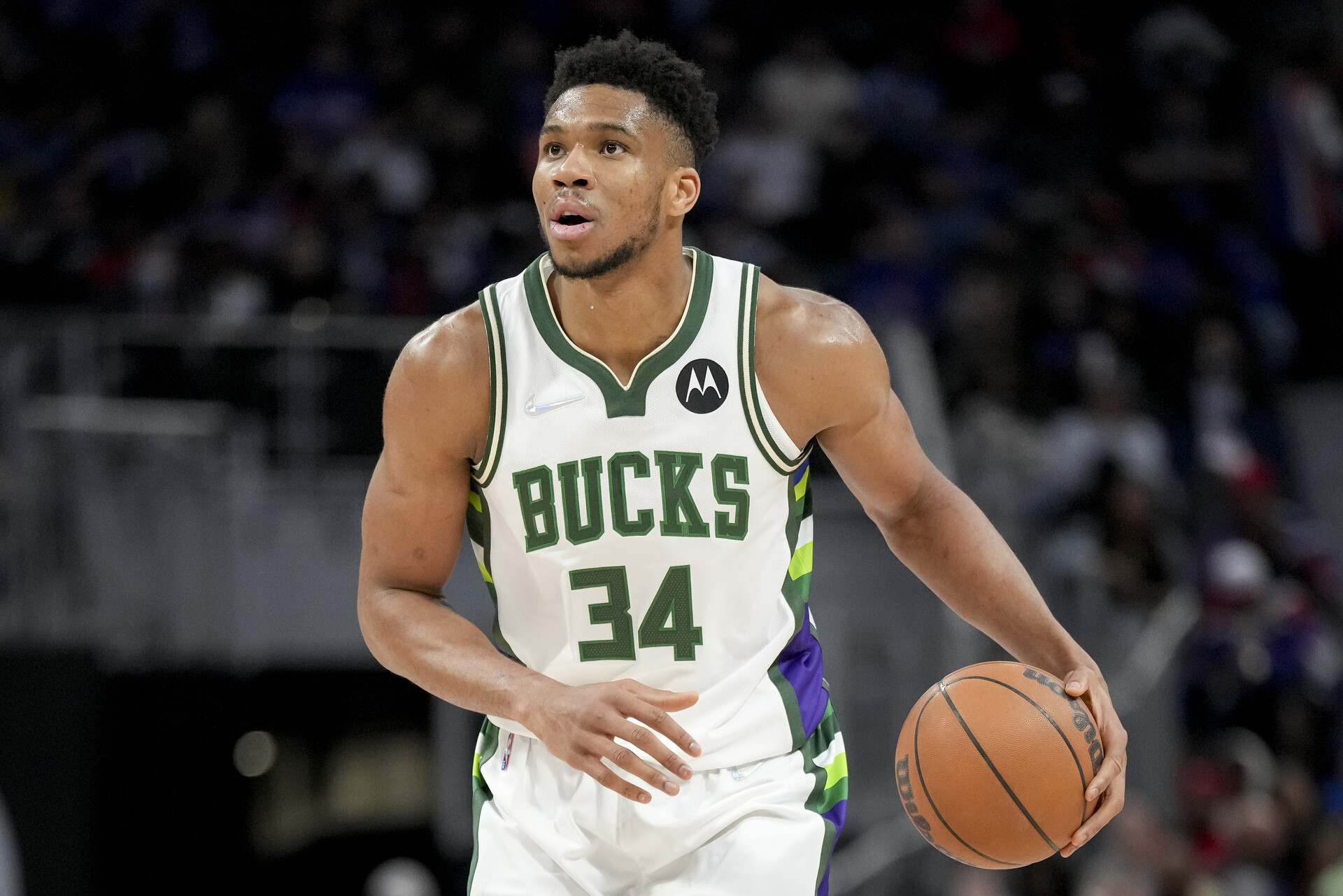Giannis Antetokounmpo #34 of the Milwaukee Bucks