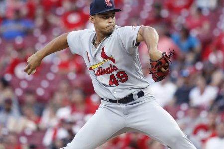 Jordan Hicks #49 of the St. Louis Cardinals pitches in the ninth inning against the Cincinnati Reds at Great American Ball Park on June 9, 2018 in Cincinnati, Ohio. The Cardinals won 6-4.