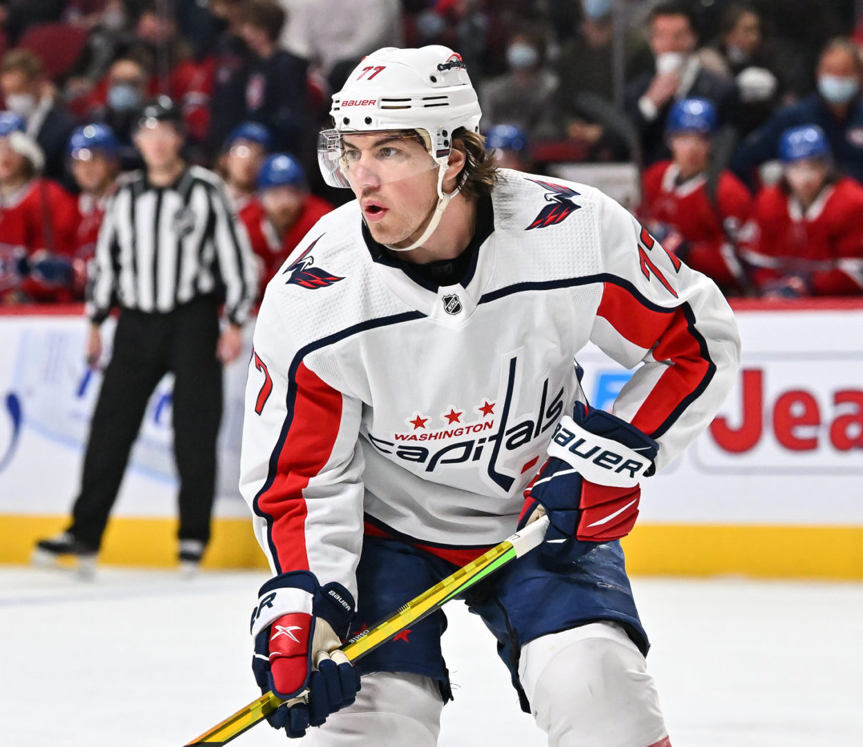 T.J. Oshie #77 of the Washington Capitals skates against the Montreal Canadiens
