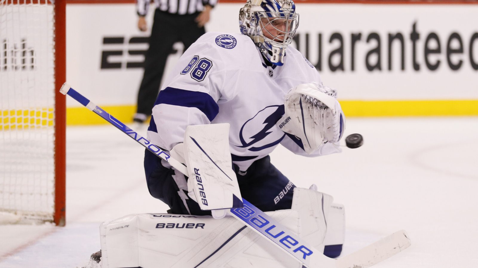 Tampa Bay Lightning goaltender Andrei Vasilevskiy (88) saves a shot