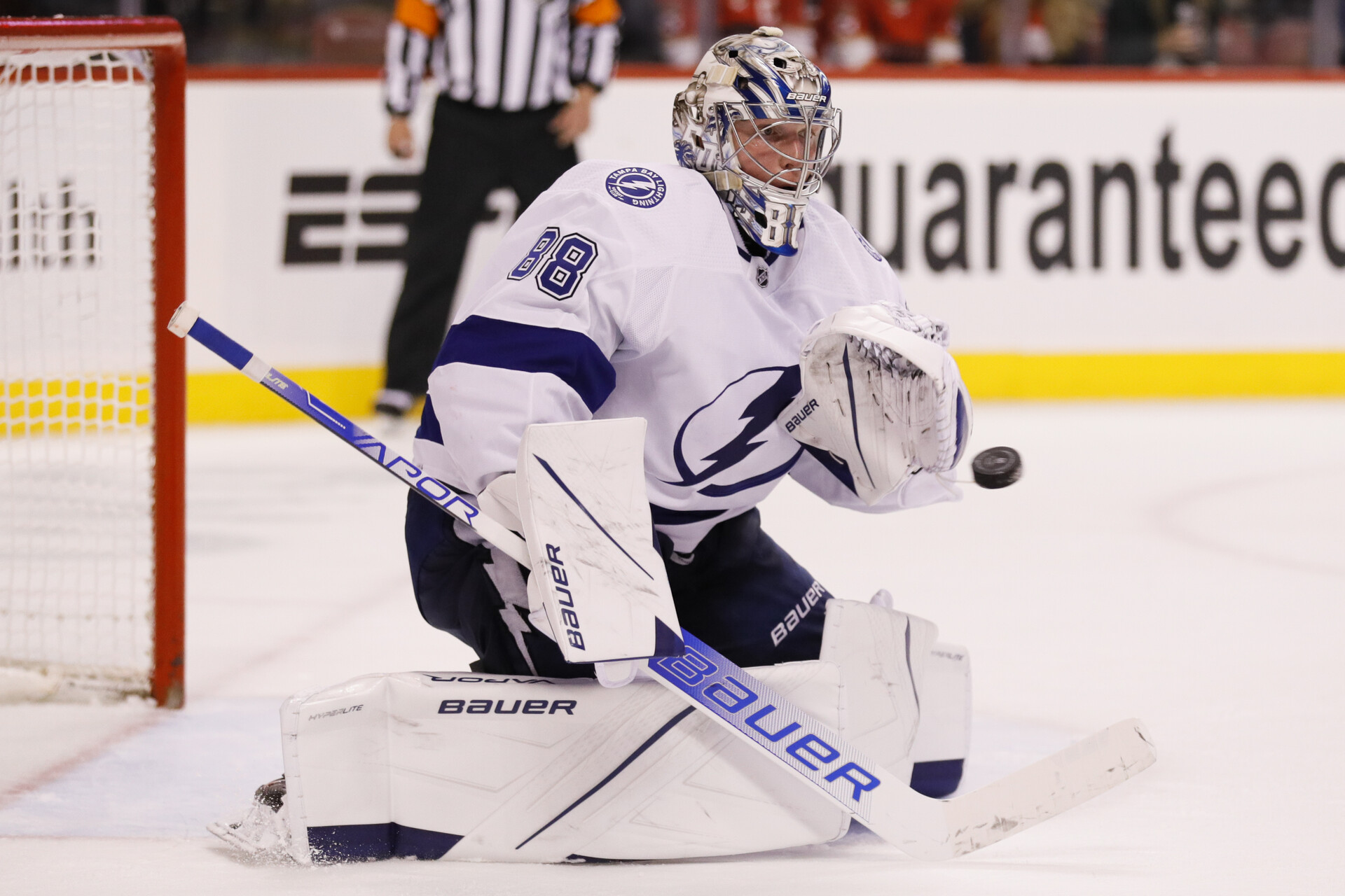 Tampa Bay Lightning goaltender Andrei Vasilevskiy (88) saves a shot