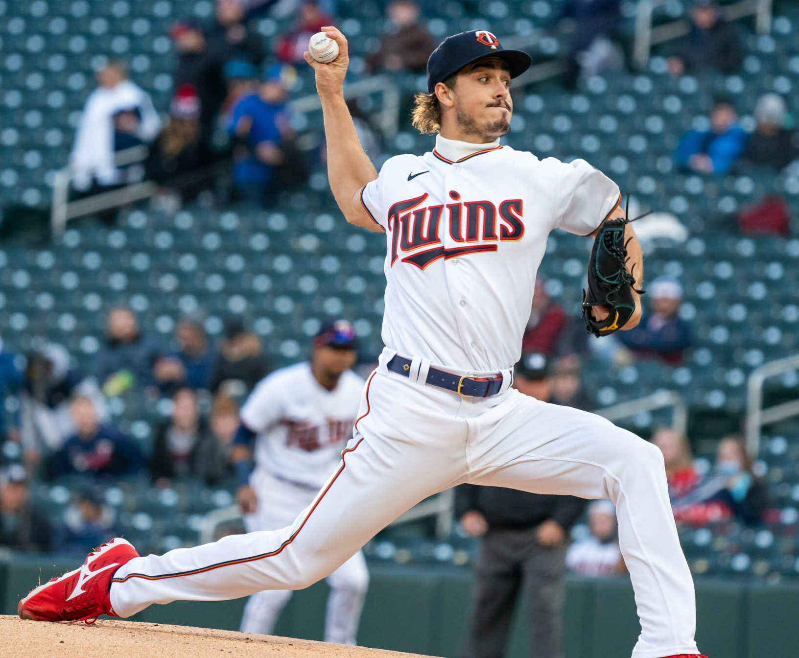 Minnesota Twins starting pitcher Joe Ryan (41) delivers a pitch during the first inning against the Detroit Tigers at Target Field.