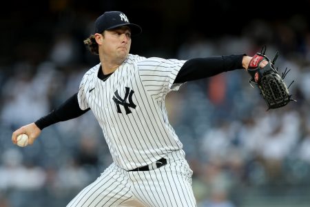 New York Yankees starting pitcher Gerrit Cole (45)