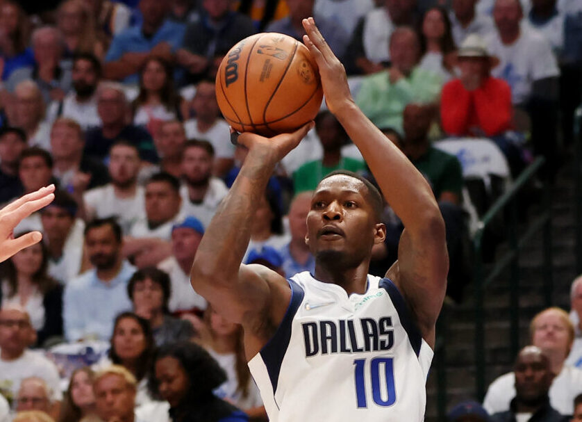 Dallas Mavericks forward Dorian Finney-Smith goes up for a shot against the Golden State Warriors on Tuesday, May 24, 2022, in Dallas.