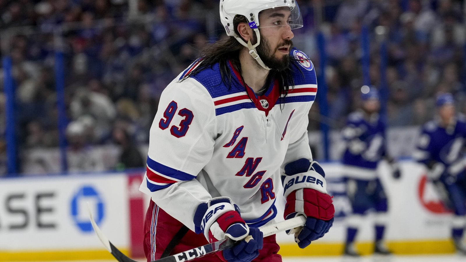 New York Rangers center Mika Zibanejad (93) during the NHL Hockey Eastern Conference Finals Game 4 of the Stanley Cup Playoffs between Tampa Bay Lightning and the New York Rangers on June 7th, 2022 at Amalie Arena in Tampa Florida