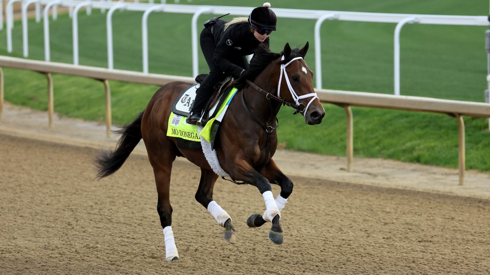 Mo Donegal during the morning training for the Kentucky Derby at Churchill Downs on May 04, 2022 in Louisville, Kentucky.