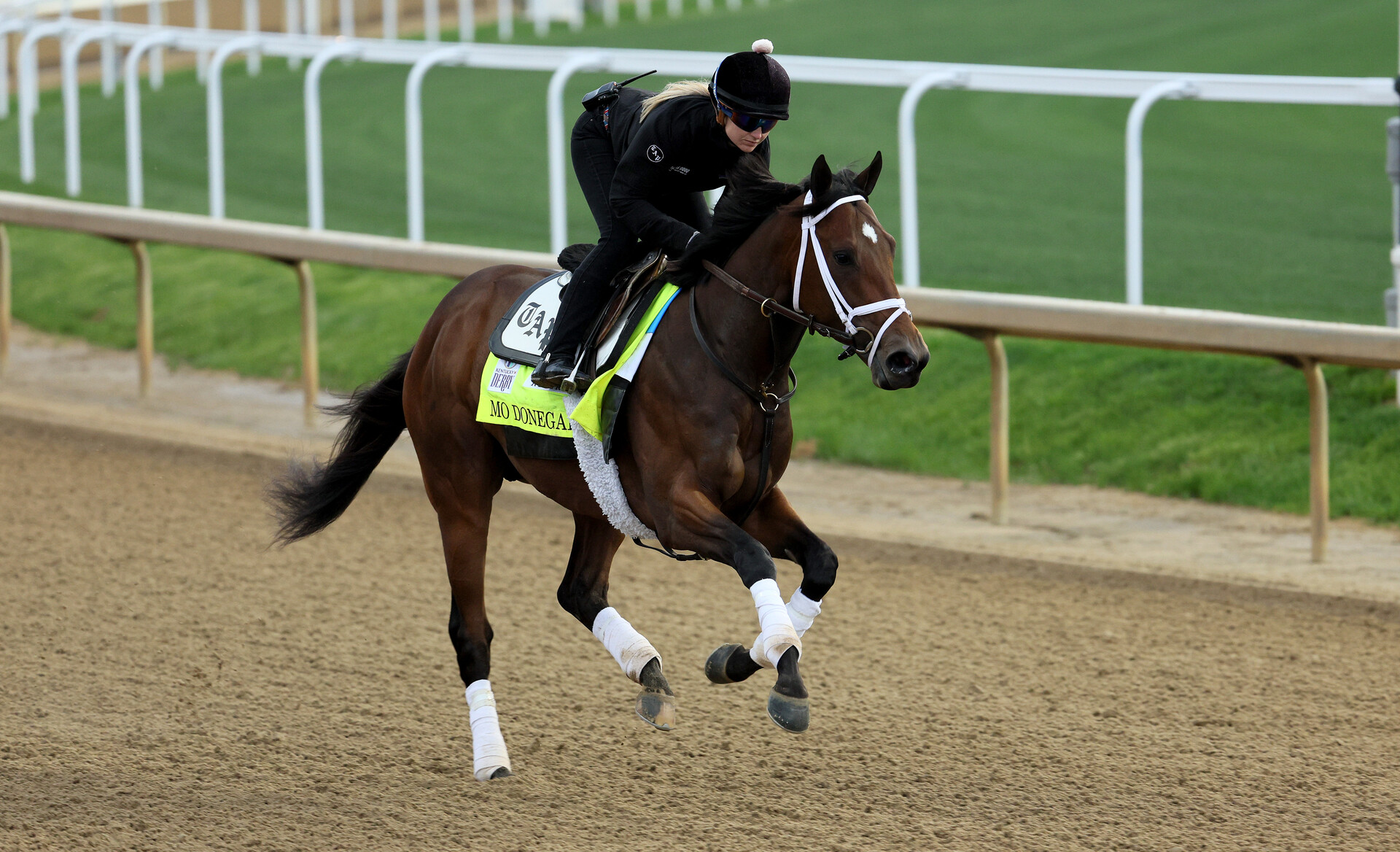 Mo Donegal during the morning training for the Kentucky Derby at Churchill Downs on May 04, 2022 in Louisville, Kentucky.