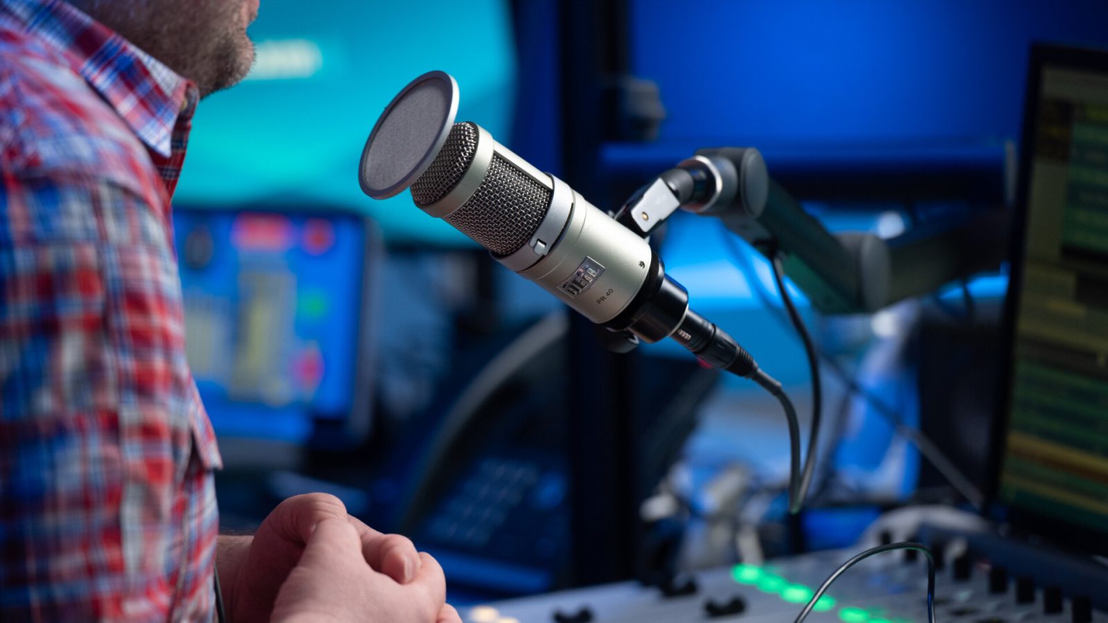 A view of a microphone at the SiriusXM Studios on May 09, 2022 in New York City.