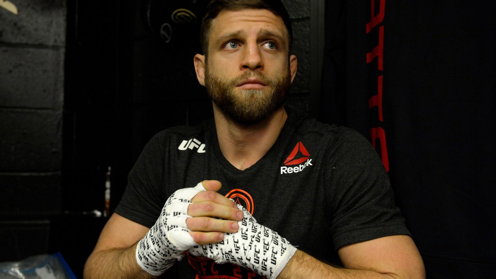 Calvin Kattar has his hands wrapped backstage prior to his bout against Shane Burgos during the UFC 220 event at TD Garden on January 20, 2018 in Boston, Massachusetts.