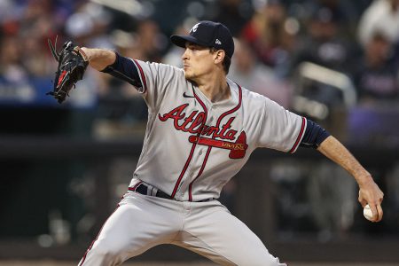 Atlanta Braves starting pitcher Max Fried (54) delivers a pitch during the second inning against the New York Mets at Citi Field.