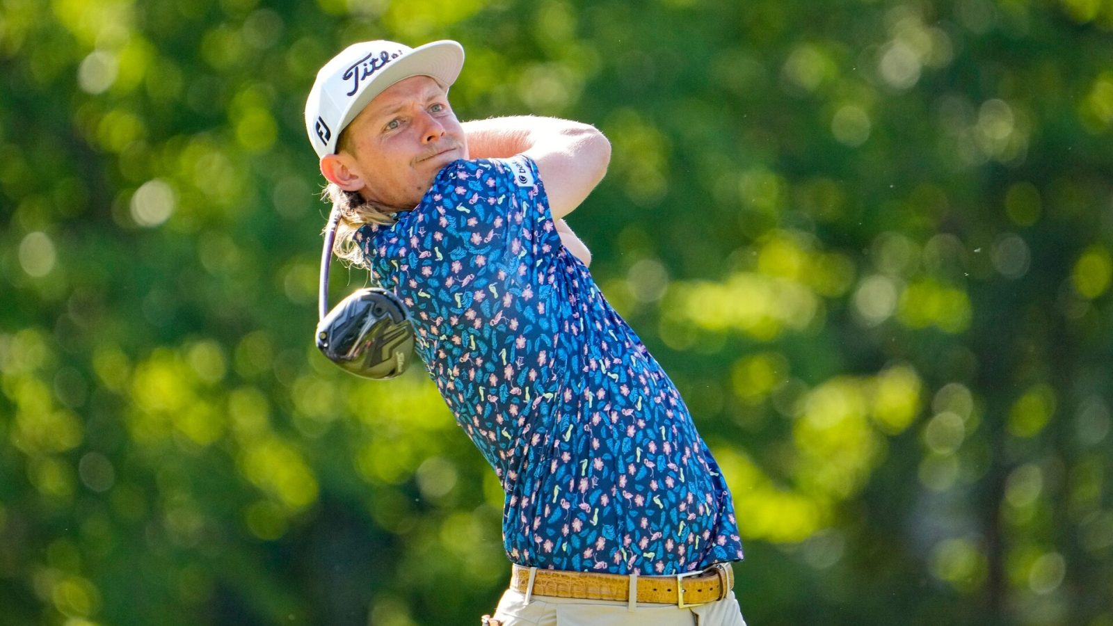 Cameron Smith tees off on 18 during the second round of the Memorial Tournament at Muirfield Village Golf Club.
