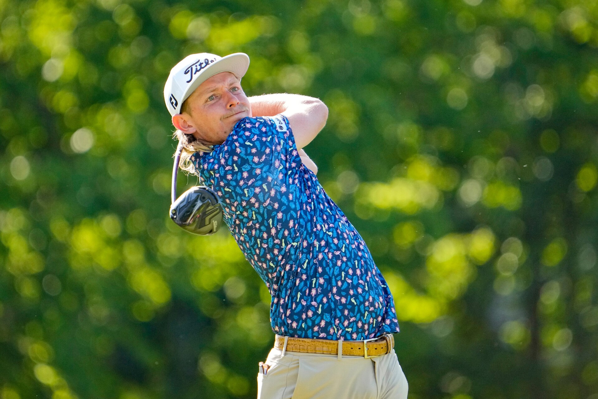 Cameron Smith tees off on 18 during the second round of the Memorial Tournament at Muirfield Village Golf Club.