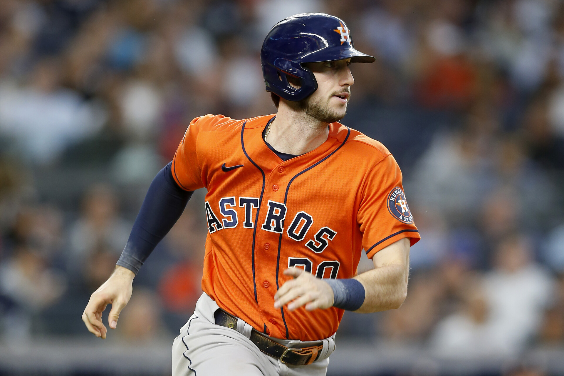 Kyle Tucker #30 of the Houston Astros in action against the New York Yankees at Yankee Stadium on June 23, 2022 in New York City. The Yankees defeated the Astros 7-6.