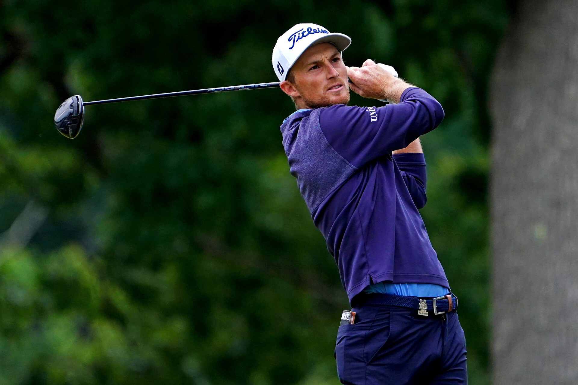 Will Zalatoris plays his shot from the fourth tee
