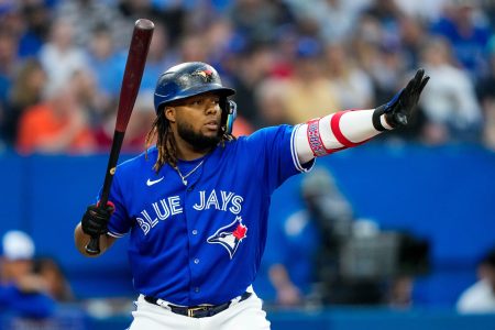 Toronto Blue Jays first baseman Vladimir Guerrero Jr. (27) looks on against the Boston Red Sox at Rogers Centre.