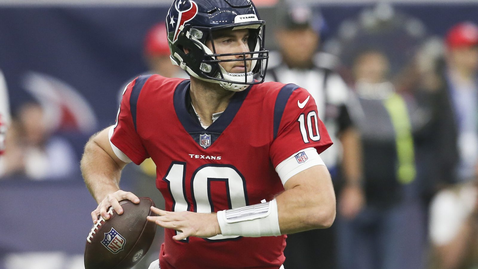 Houston Texans quarterback Davis Mills (10) scrambles against the Indianapolis Colts in the second half at NRG Stadium.