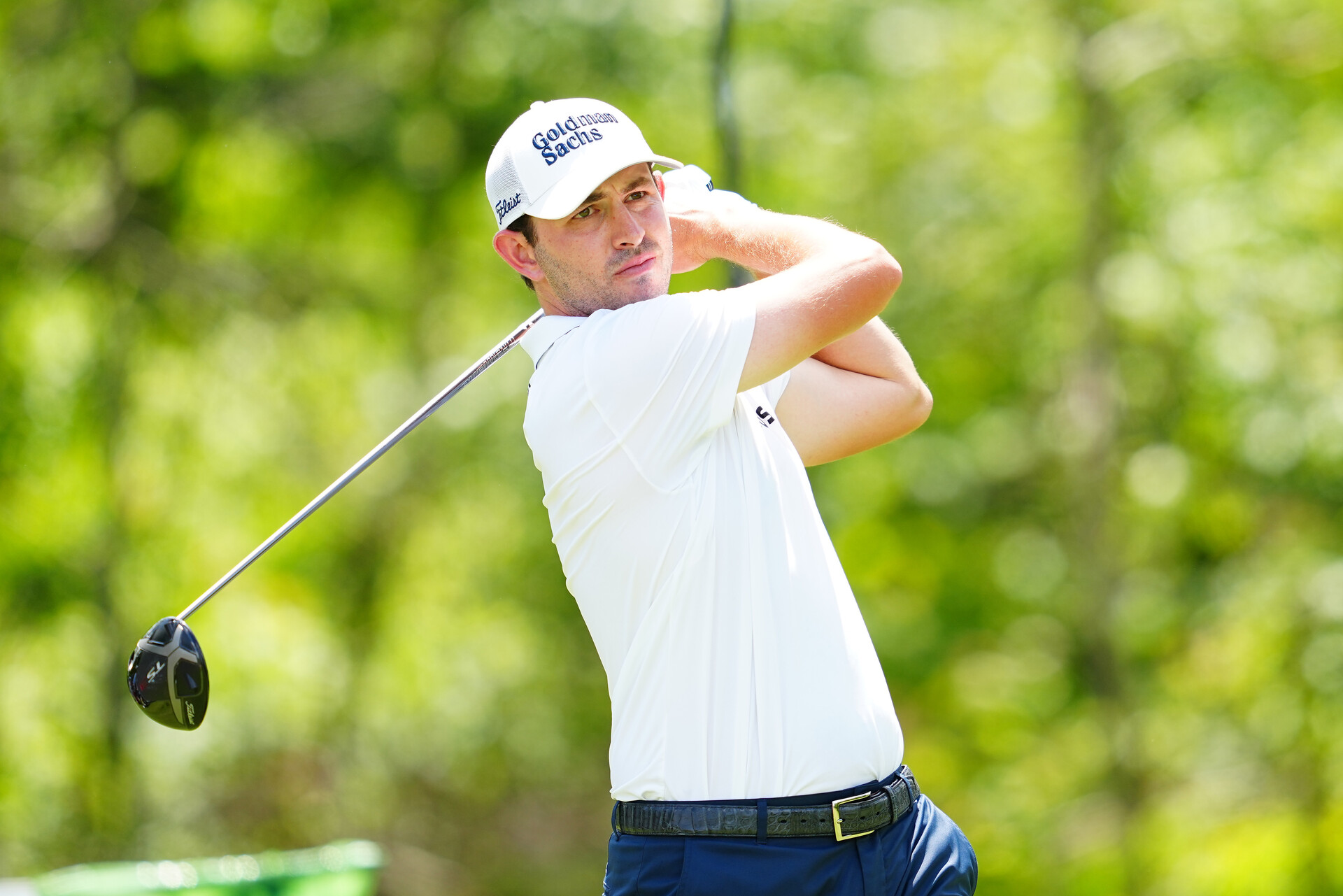 Apr 21, 2022; Avondale, Louisiana, USA; Patrick Cantlay plays his shot from the fifth hole tee during the first round of the Zurich Classic of New Orleans golf tournament