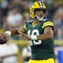Green Bay Packers quarterback Jordan Love (10) throws a pass during the third quarter against the New Orleans Saints at Lambeau Field.