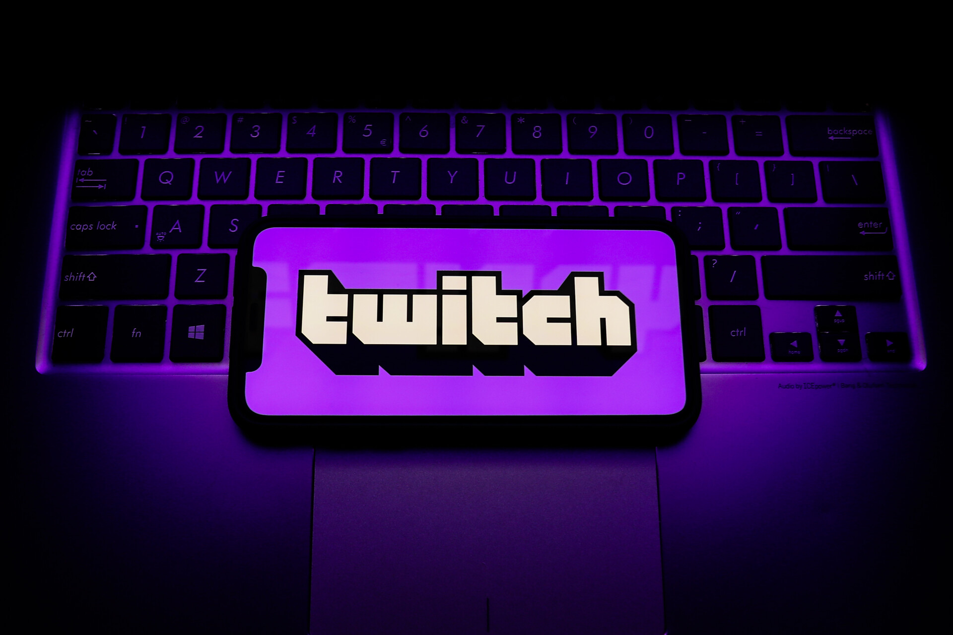 Twitch logo is seen displayed on a phone screen in this illustration photo taken in Krakow, Poland on April 30, 2021. (