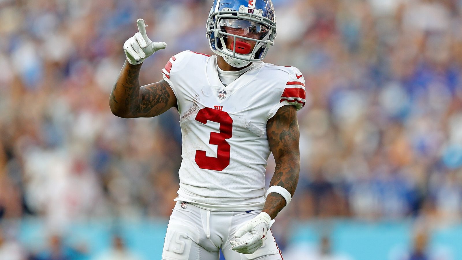 Sterling Shepard #3 of the New York Giants during the game against the Tennessee Titans at Nissan Stadium on September 11, 2022 in Nashville, Tennessee.