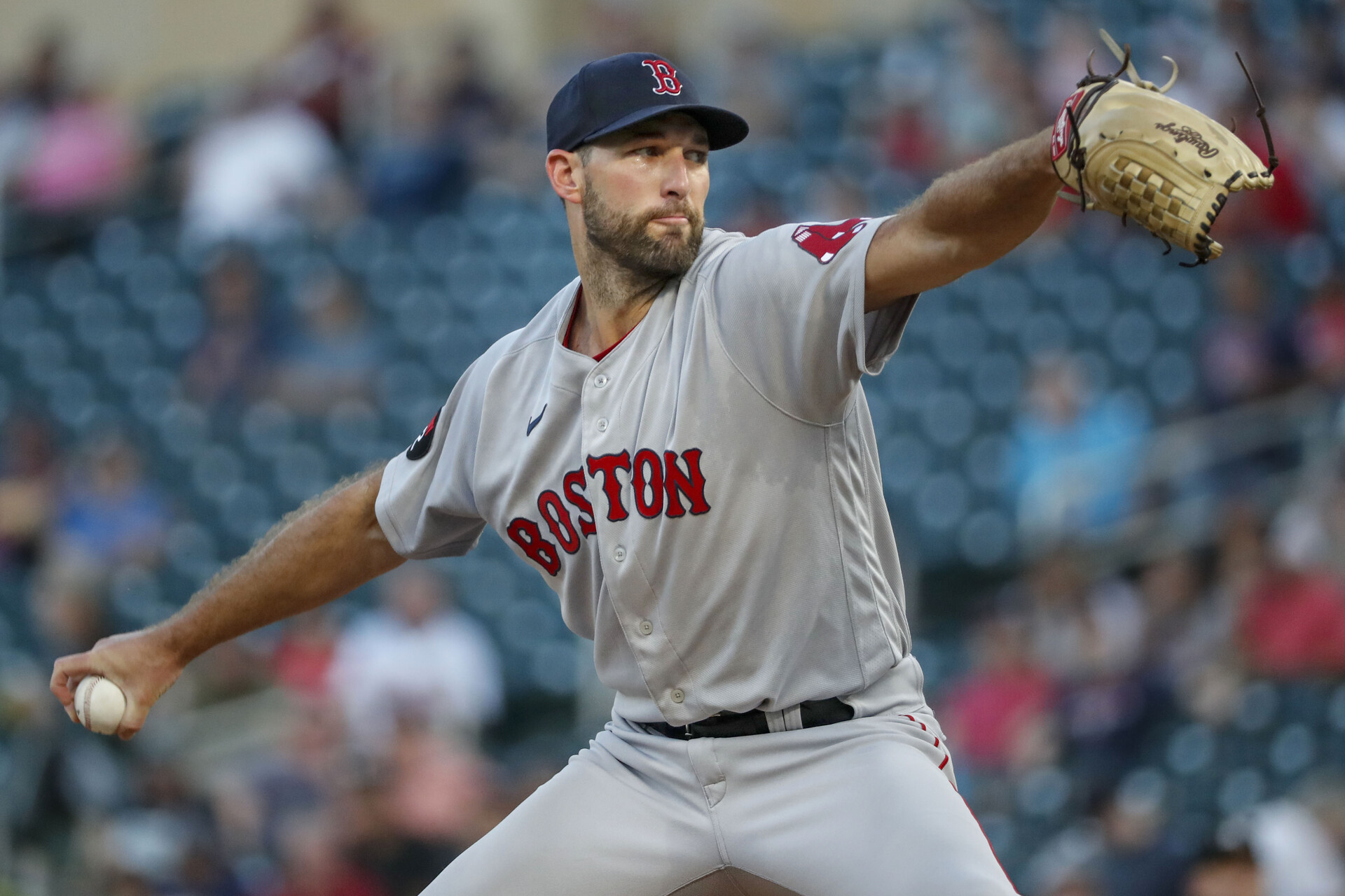 Boston Red Sox starting pitcher Michael Wacha (52) throws a pitch against the Minnesota Twins in the second inning at Target Field.