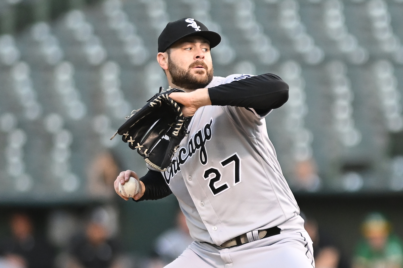 Sep 9, 2022; Oakland, California, USA; Chicago White Sox starting pitcher Lucas Giolito (27) throws a pitch against the Oakland Athletics during the first inning at RingCentral Coliseum.